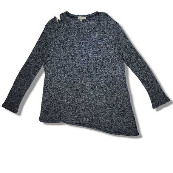 Democracy Asymmetrical Marled Knit Cold Shoulder Scoop Neck Sweater NWT - Picture 5 of 9